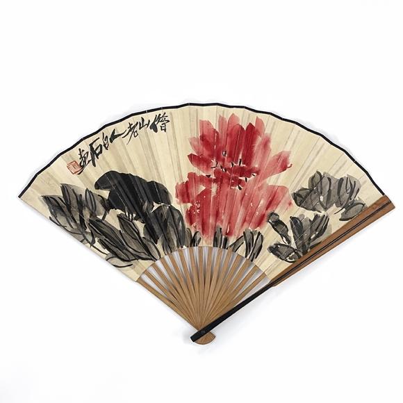 古龍會「斉白石」畫 花図 扇面