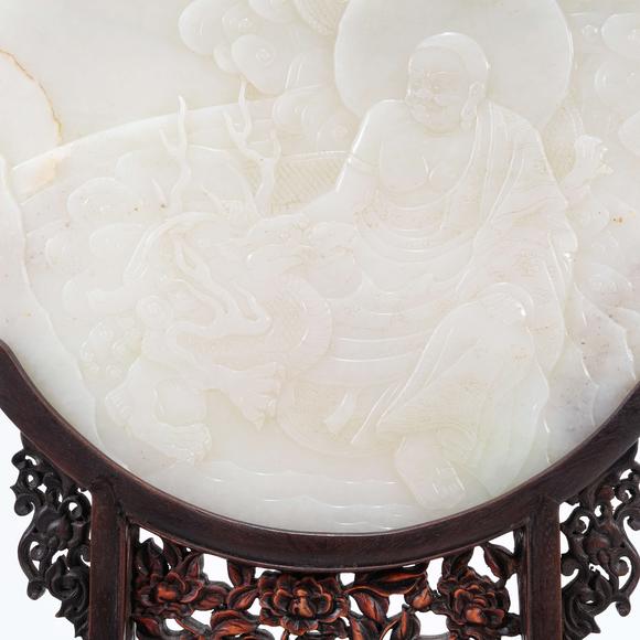 弘楊株式會(huì)社和田白玉伏虎羅漢插屏