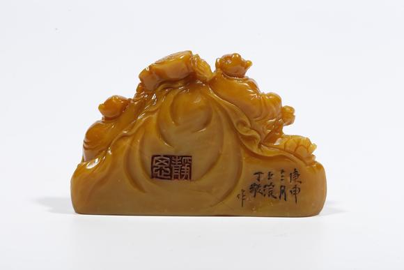 弘楊株式會社壽山田黃石雕童子牧牛鈕印章