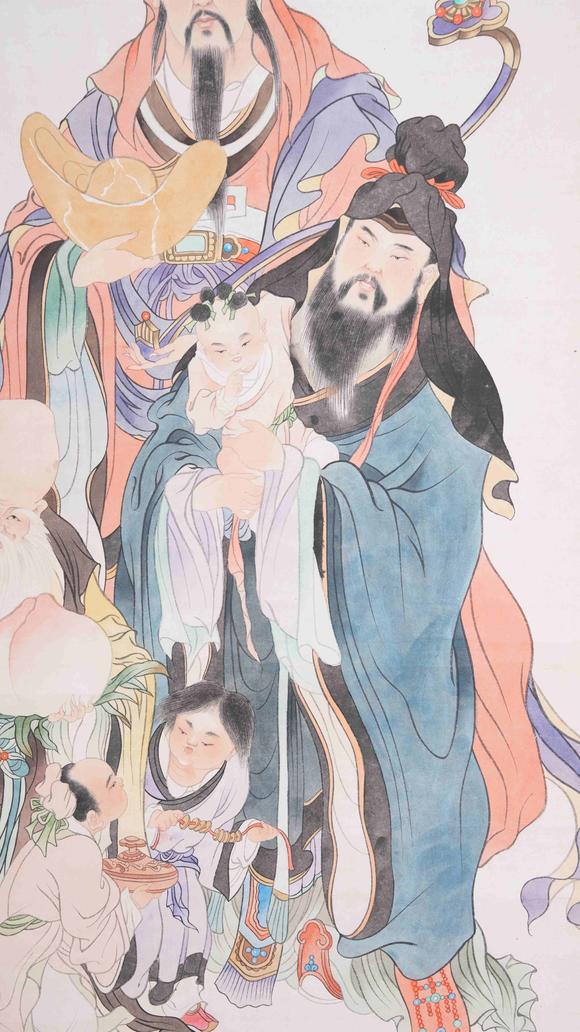 弘楊株式會(huì)社馮超然紙本福祿壽三星圖畫