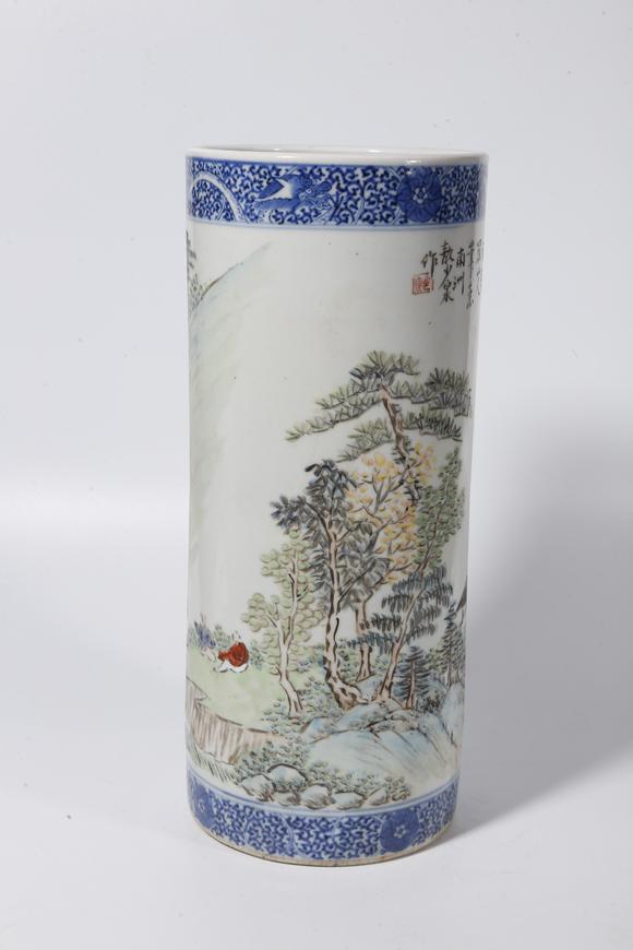 弘楊株式會(huì)社粉彩山水紋帽筒