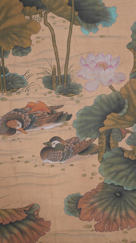 弘楊株式會(huì)社沈銓絹本荷花鴛鴦圖畫