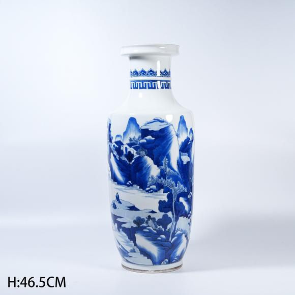 弘楊株式會社青花山水人物棒槌瓶