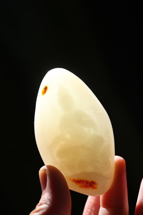 北京唐潮拍賣有限公司坐蓮觀音精品和田玉羊脂玉籽料掛件