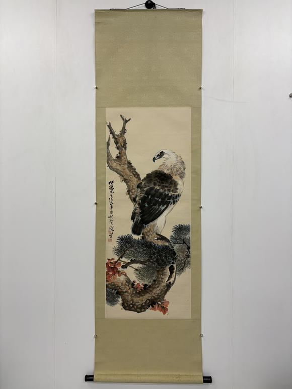 三杉美術(shù)黃獨峰 為伊藤正文先生畫松鷹圖