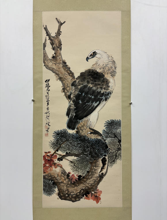 三杉美術(shù)黃獨峰 為伊藤正文先生畫松鷹圖