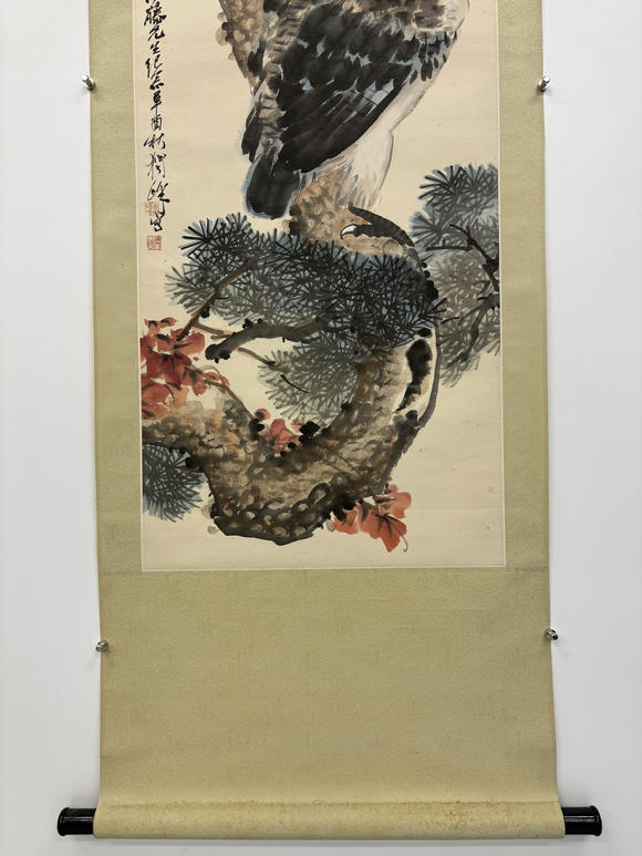 三杉美術(shù)黃獨峰 為伊藤正文先生畫松鷹圖