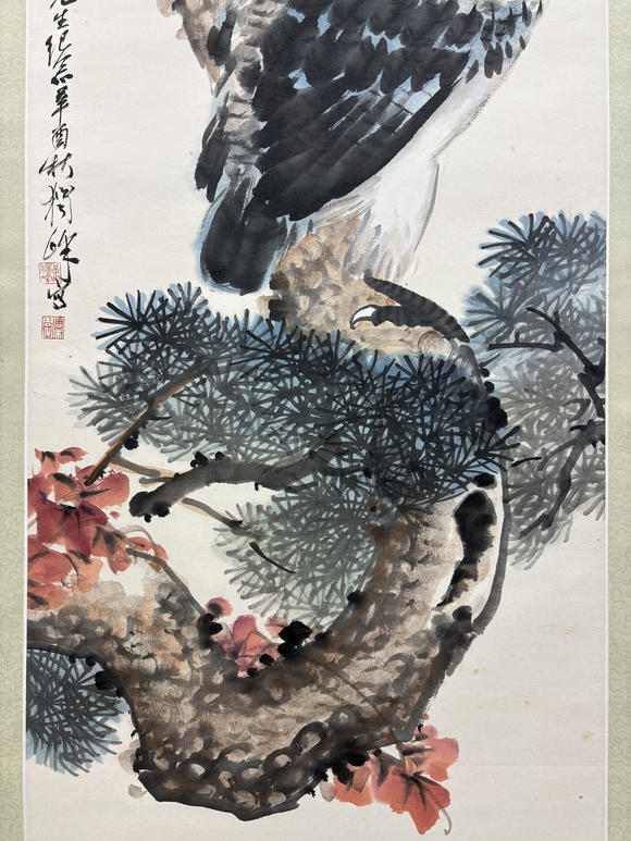 三杉美術(shù)黃獨(dú)峰 為伊藤正文先生畫(huà)松鷹圖