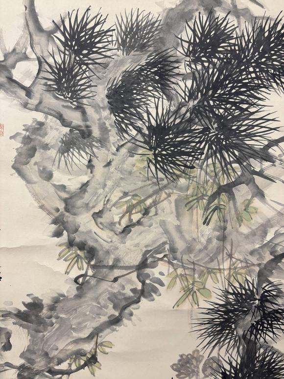 三杉美術(shù)胡鐵梅 松竹壽石圖