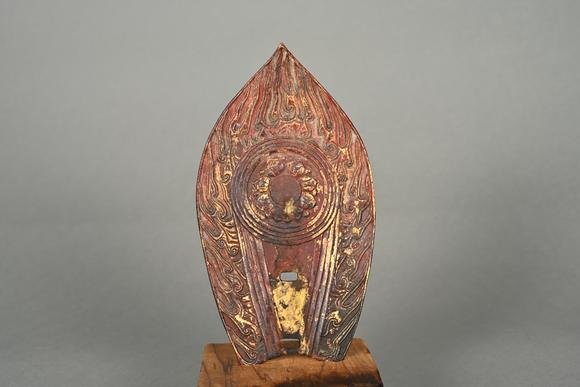 三杉美術(shù)銅漆金火焰紋佛光背光