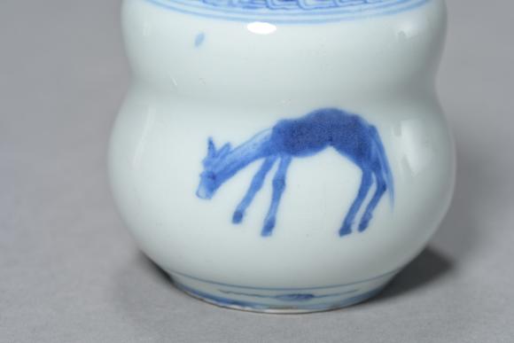 三杉美術(shù)明 染付飛馬圖束腰壺