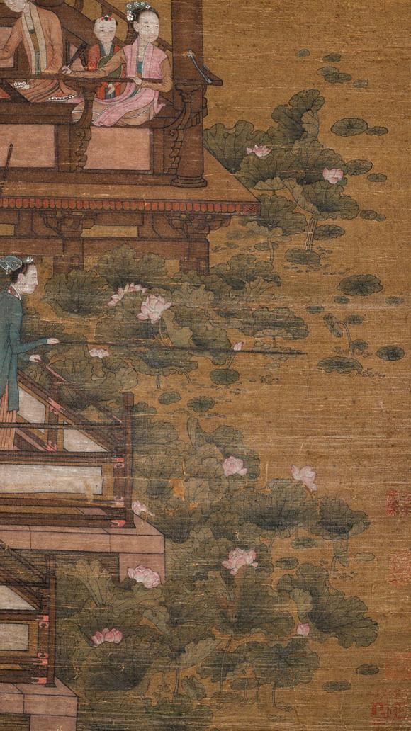 隆德拍賣株式會社謝環(huán)絹本夏荷賞園圖立軸