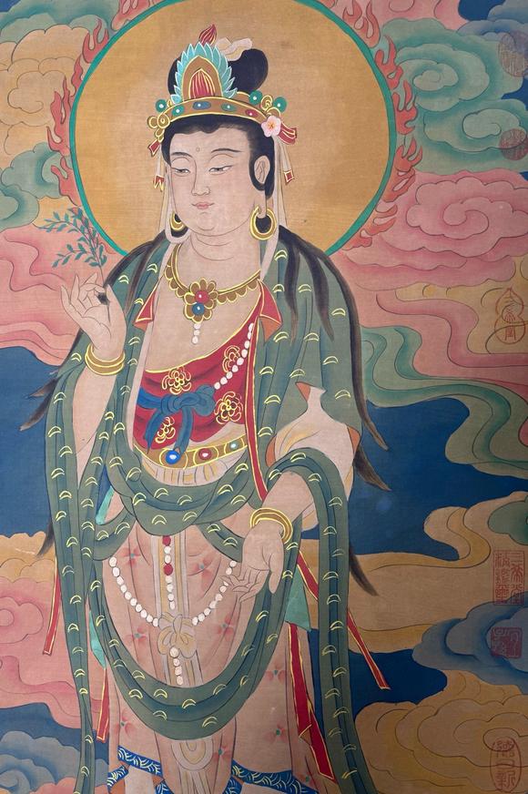 蘭亭古美術(shù)オークション吳道子 觀音菩薩像 立軸絹本設(shè)色