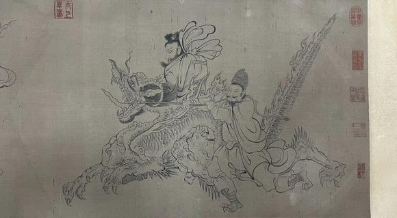 蘭亭古美術(shù)オークション吳道子 白描天王送子圖手卷 手卷絹本水墨