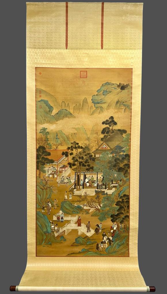 蘭亭古美術(shù)オークション仇英 十八學(xué)士登瀛洲圖 立軸絹本設(shè)色