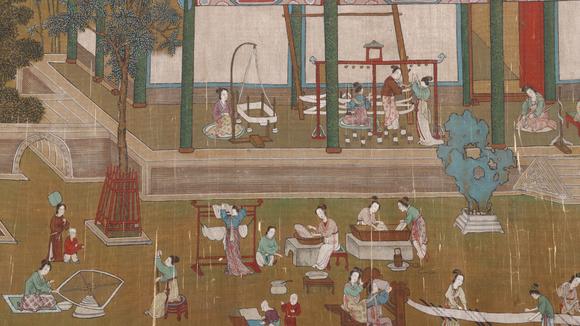 蘭亭古美術(shù)オークション仇英明 宮苑春嬉卷 手卷絹本設(shè)色