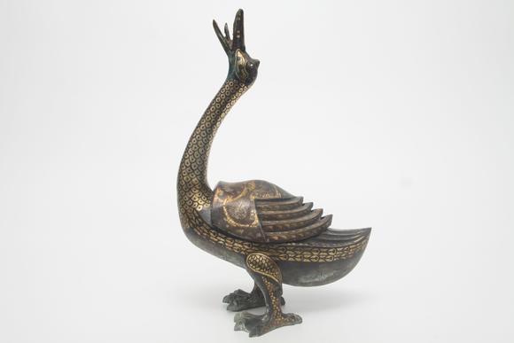 蘭亭古美術(shù)オークション漢代  銅錯(cuò)金鴨子
