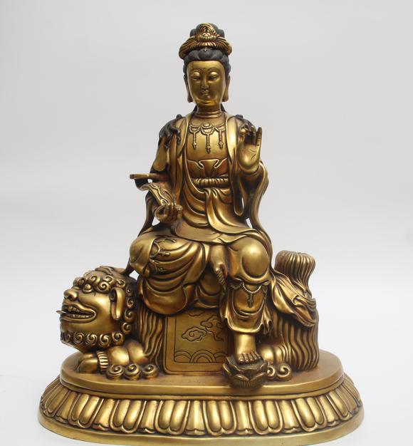 蘭亭古美術(shù)オークション明代  銅鎏金文殊菩薩