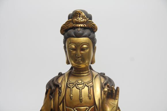 蘭亭古美術(shù)オークション明代  銅鎏金文殊菩薩