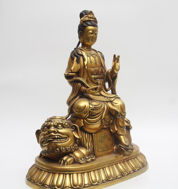蘭亭古美術(shù)オークション明代  銅鎏金文殊菩薩