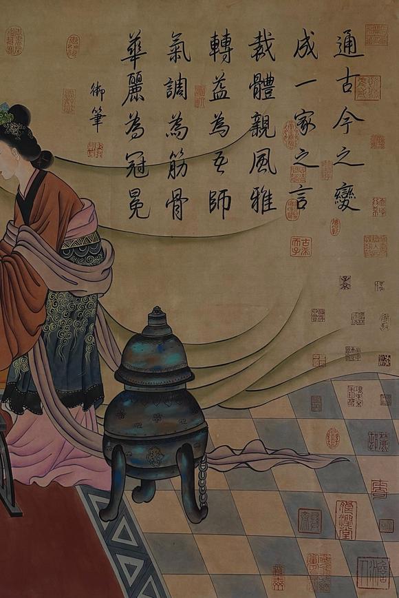 蘭亭古美術(shù)オークション唐伯虎 明代 夜讀圖 長(zhǎng)卷絹本