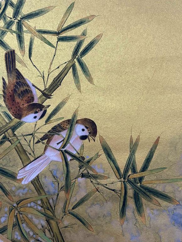 蘭亭古美術(shù)オークション張大千 金箔花鳥 四條屏金箔紙
