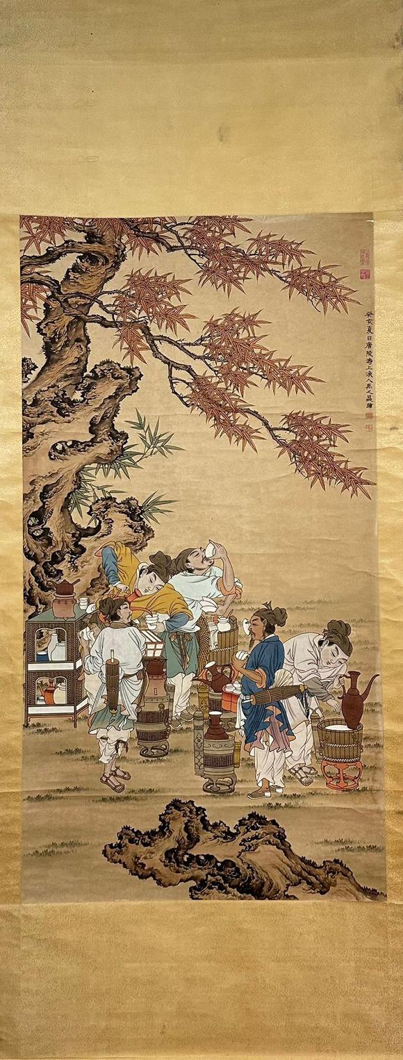 蘭亭古美術(shù)オークション禹之鼎 賣(mài)茶圖 立軸紙本