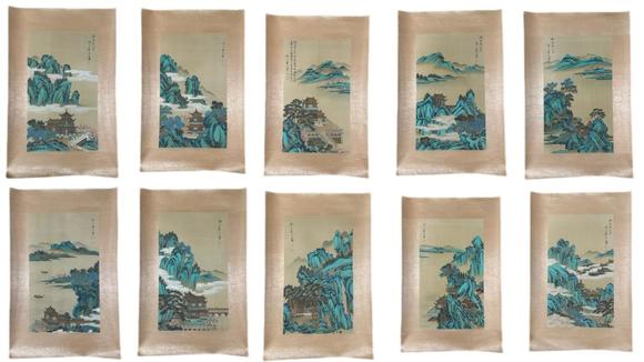蘭亭古美術(shù)オークション袁江 青綠山水 鏡片絹本