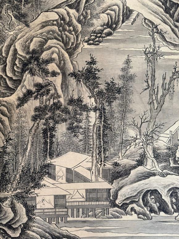 蘭亭古美術(shù)オークション唐寅 雪嶺泊居圖 立軸絹本