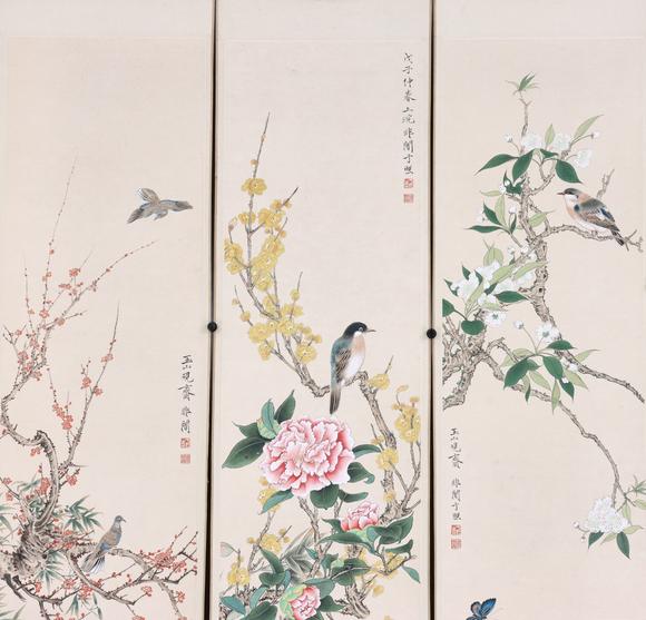 東京共成拍賣於非闇 花鳥六條屏