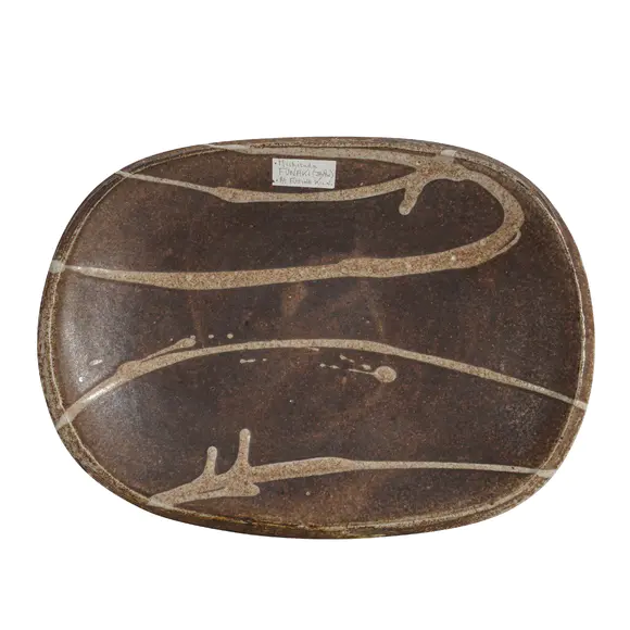 Chiswick AuctionsJapanese Studio Pottery Large oval footed dish with slip decoration