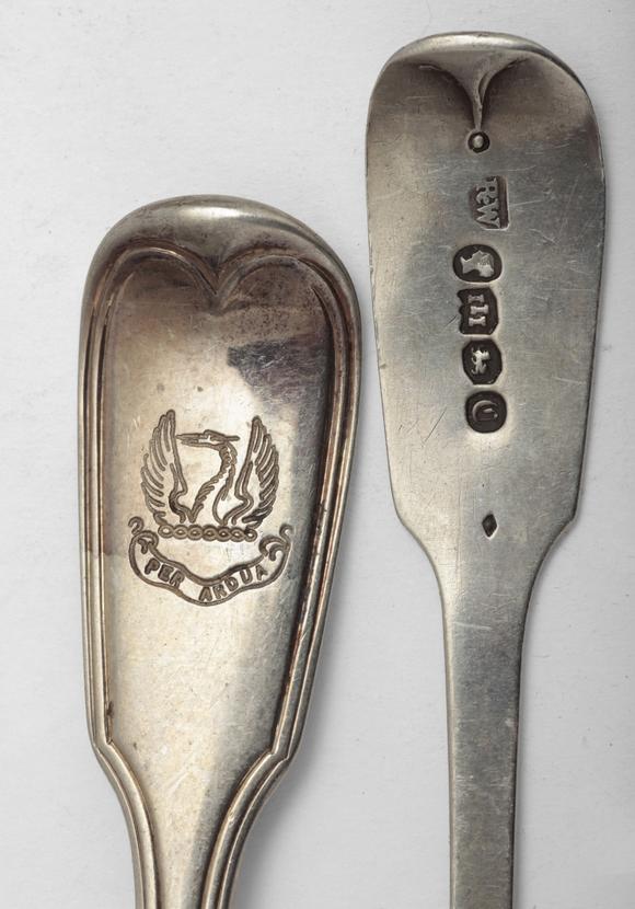 Duke's Auctions Lot 138 TWO VICTORIAN SILVER FIDDLE, THREAD AND SHELL TABLE FORKS