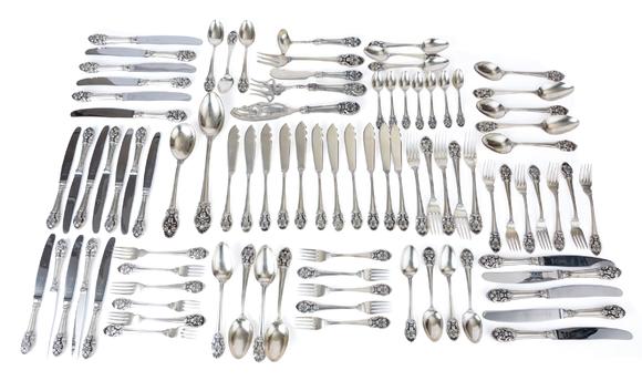 Duke's Auctions Lot 141 A FINE VINTAGE PORTUGUESE SILVER TWELVE PLACE CUTLERY SERVICE