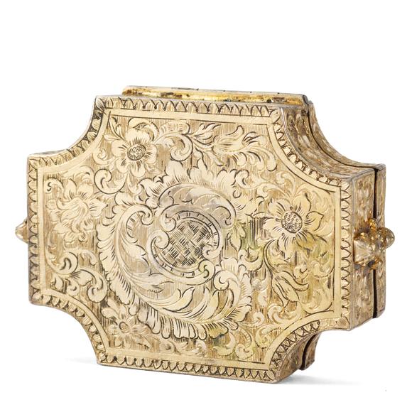 Duke's Auctions Lot 210 LADY EMMA HAMILTON INTEREST: A GILDED WHITE METAL PATCH BOX
