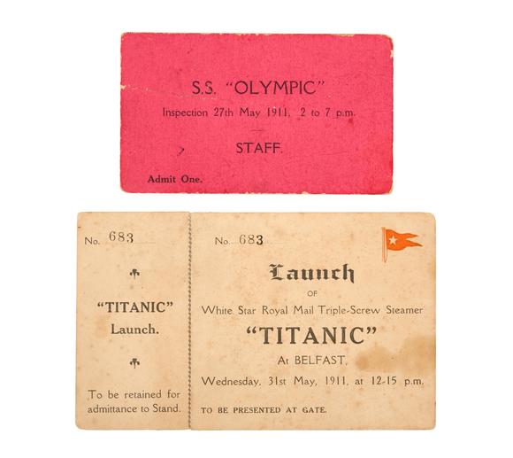 Duke's Auctions Lot 219 A RARE AND IMPORTANT TICKET TO THE LAUNCHING OF THE R.M.S. TITANIC