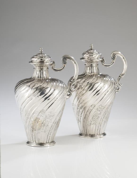 VERITAS Art AuctioneersA pair of Portuguese silver ewers