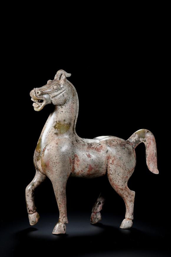 SEAVIEW AUCTIONS PTY LTDA Jade Walking Horse Sculpture with Grey-Red Patina, 2nd BCE–3rd CE
