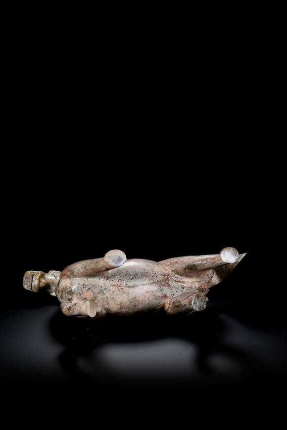 SEAVIEW AUCTIONS PTY LTDA Jade Walking Horse Sculpture with Grey-Red Patina, 2nd BCE–3rd CE