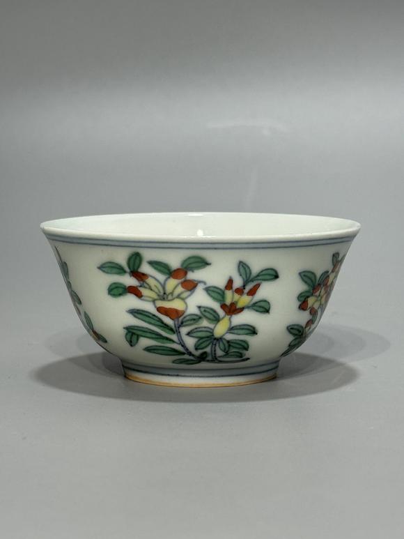 SEAVIEW AUCTIONS PTY LTDA Doucai Camellia Floral Bowl, Double Blue Line Foot Rim, China, 18th century