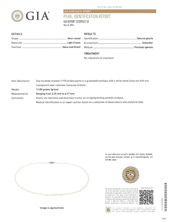 DOYLE Auctioneers & AppraisersNatural Pearl Necklace with Platinum and Diamond Clasp