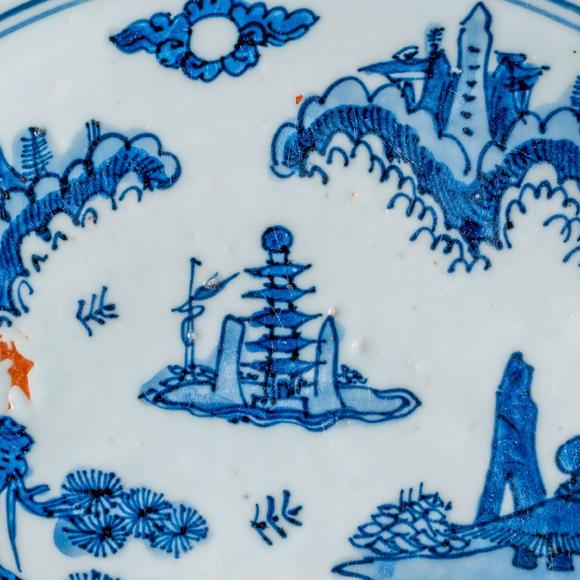 大阪國(guó)際古染付山水人物文大缽