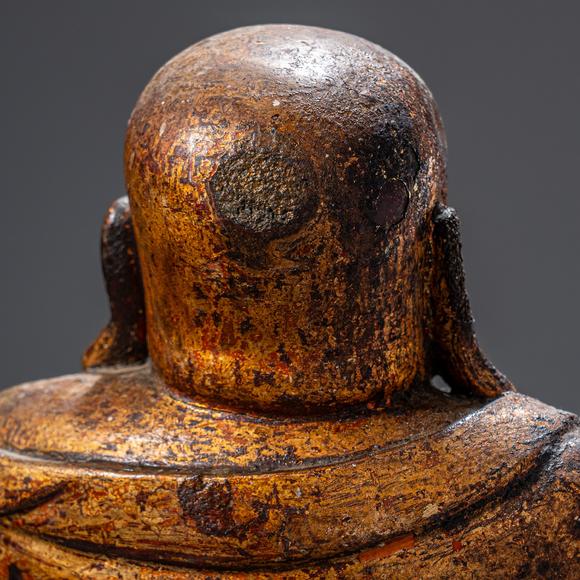大阪國(guó)際明 木雕涂金彌勒