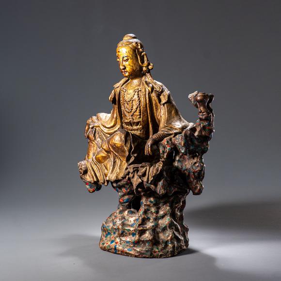 大阪國際明 瓷塑彩繪水月觀音