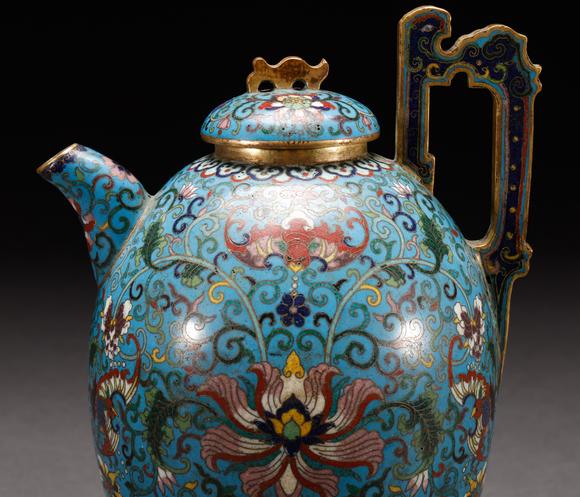 吉本株式會(huì)社清代 銅胎景泰藍(lán)茶具一套