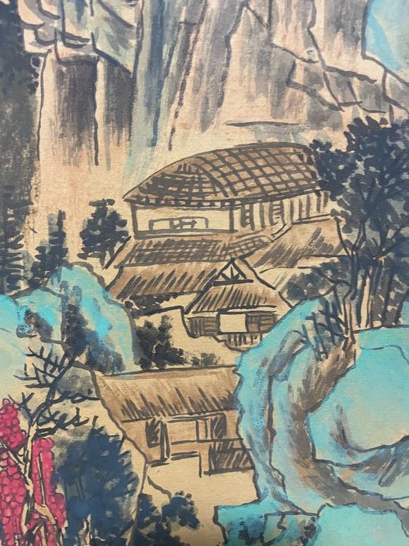東京蕓術(shù)紫檀木框古山水畫
