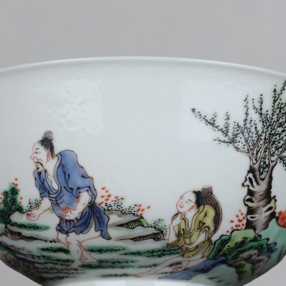 東京蕓術(shù)清康熙 五彩捕魚圖碗