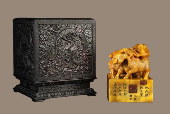 東京蕓術(shù)清 田黃石三陽(yáng)開(kāi)泰鈕印章