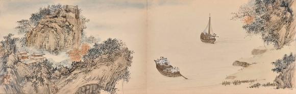 東京蕓術(shù)溥濡 松蔭行吟冊(cè)頁 冊(cè)頁紙本設(shè)色