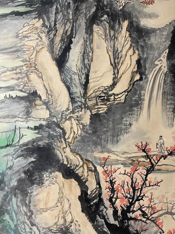 東京蕓術張大千 高山圖 立軸紙本設色