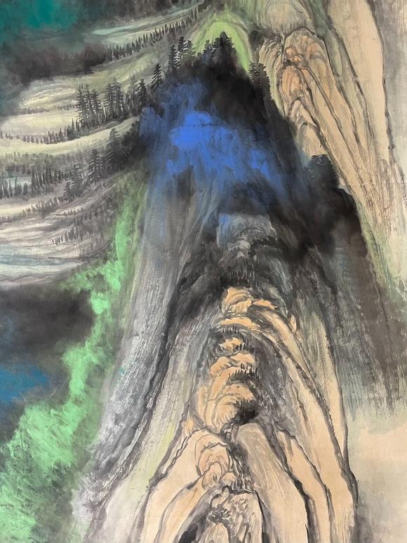 東京蕓術張大千 高山圖 立軸紙本設色